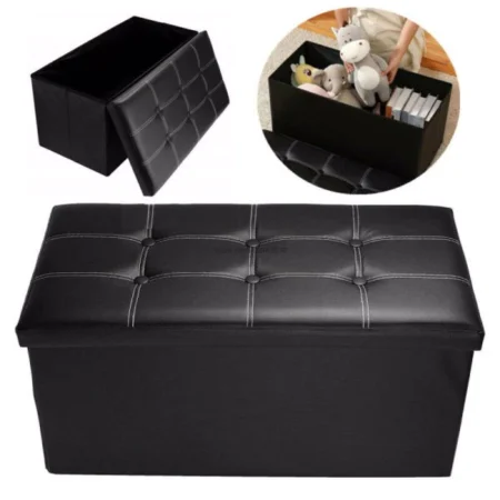 Folding Storage Ottoman Seat Stool Footstool Toy Storage Box Bedroom Living Room