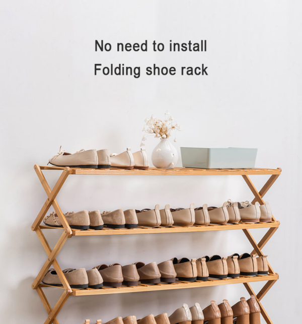 6-layer foldable bamboo shoe rack