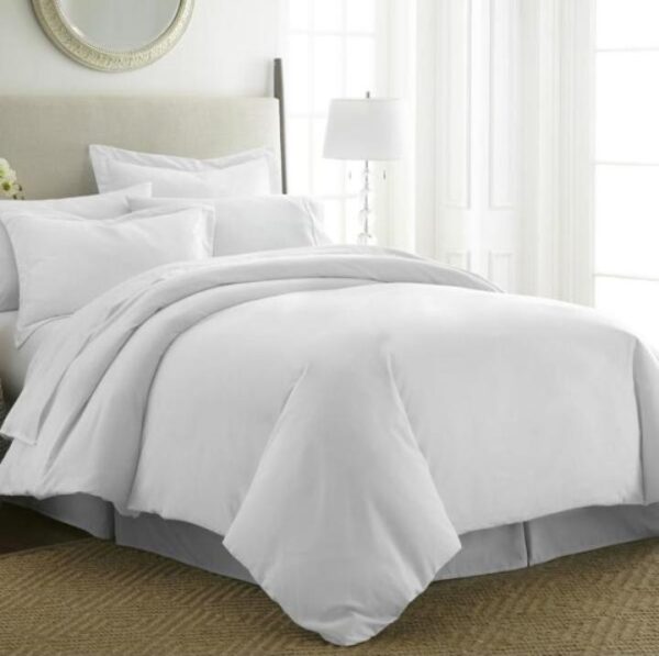 Plain white cotton duvet cover set