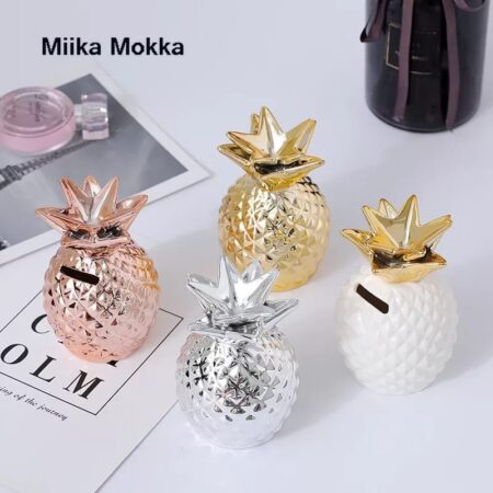 Creative Ceramic Pineapple Decoration Piggy Bank