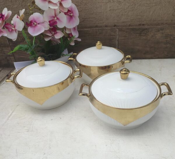 Luxurious serving bowls with gold rim