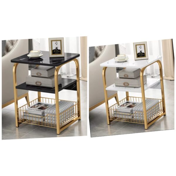 3-layer golden luxurious marble effect side table