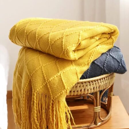 Soft Knitted Throw Blankets with Tassel