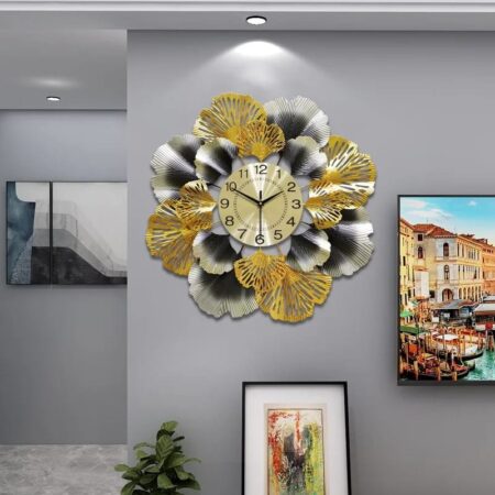 Wrought Iron Ginkgo Leaf Wall Clock