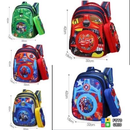 Disney cartoon themed backpack+pencil bag