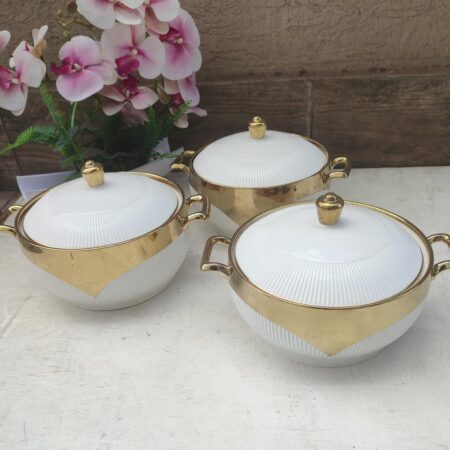 Luxurious serving bowls with gold rim