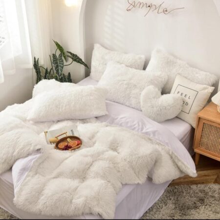 6pc Luxury designs Velvet plush Fluffy Duvet set