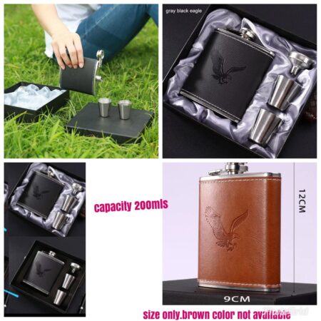 Hip flask whiskey flask with 2 stainless tot cups