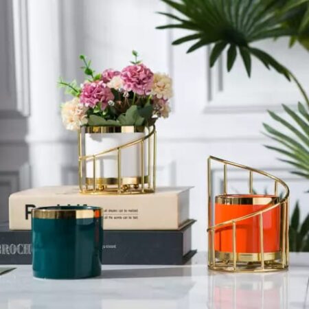 Ceramic Flower pot With Gold StandÂ