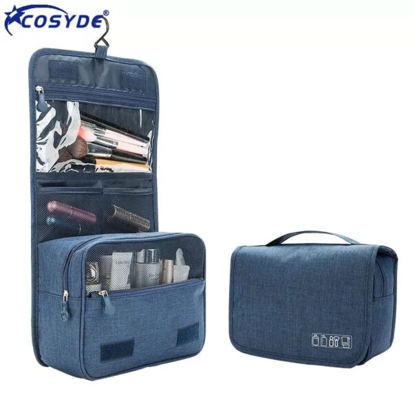 Portable cosmetic makeup toiletry bags with hooks