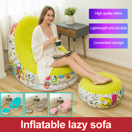 Portable inflatable seat with foot rest