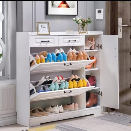 Bucket flip shoe rack with side door 