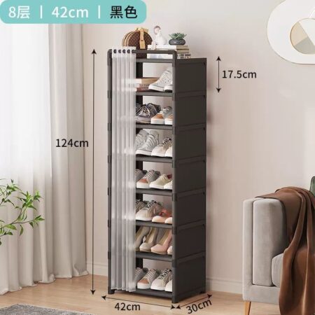 8- layer 2024 shoe rack organizer with fabric dustproof cover