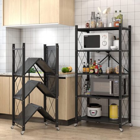 5 TIER FOLDABLE MOVABLE METALLIC STORAGE RACK