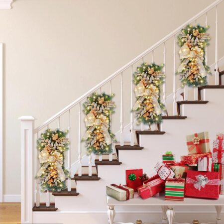 Christmas staircase wreath