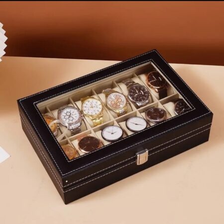 12 slots leather watch organizer (Black)